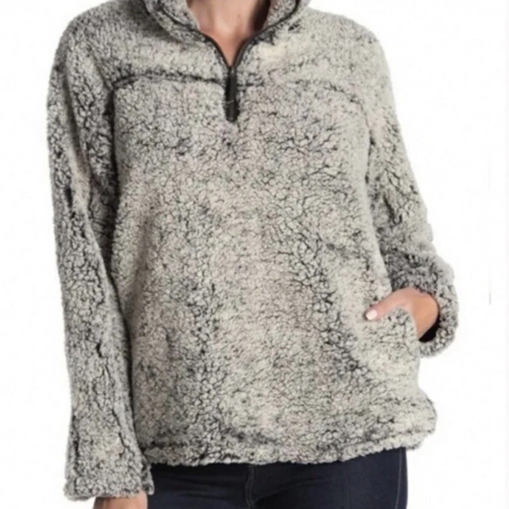 Elodie | Sweater Sherpa Women's Gray Black FLUFFY WARM FLEECE LINED L